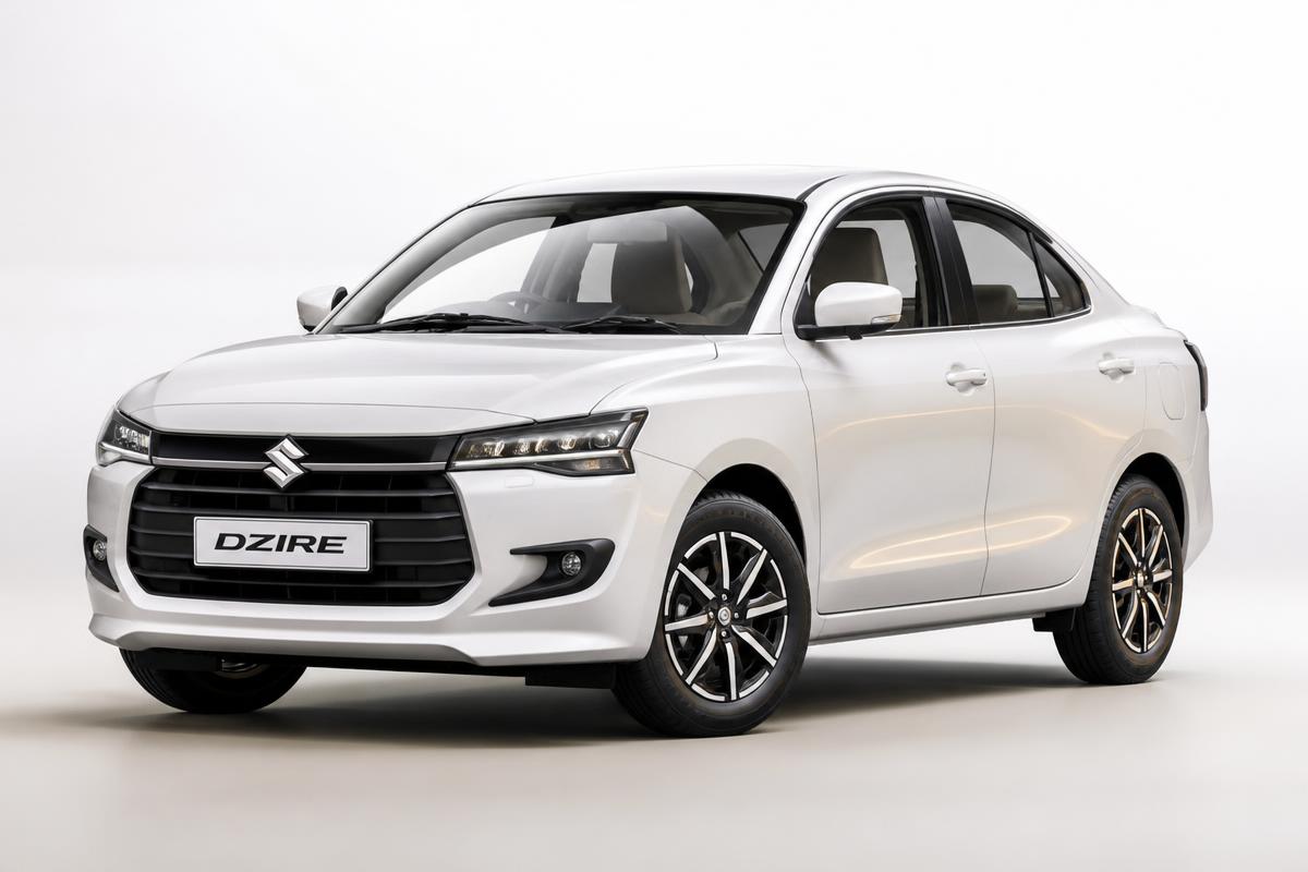 White 2026 Maruti Suzuki Dzire — Executive Sedan chauffeur car